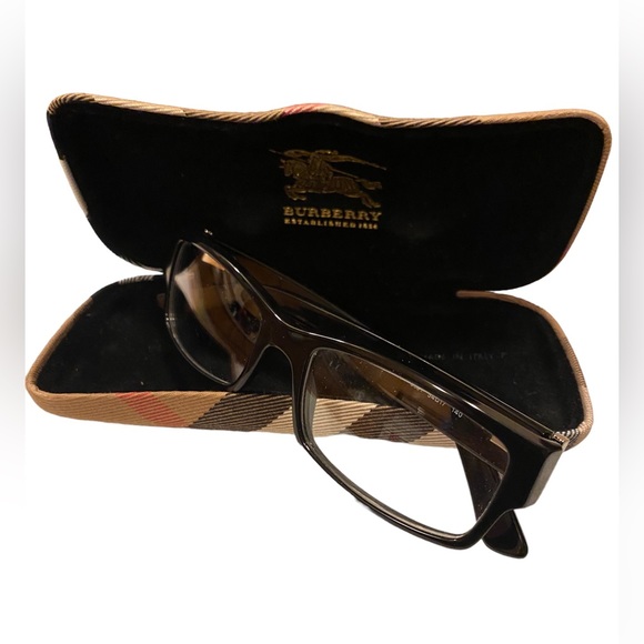 🇮🇹Burberry~Black/Plaid Signature Clear Eyeglasses with Fabric Clamshell Case - Picture 8 of 16